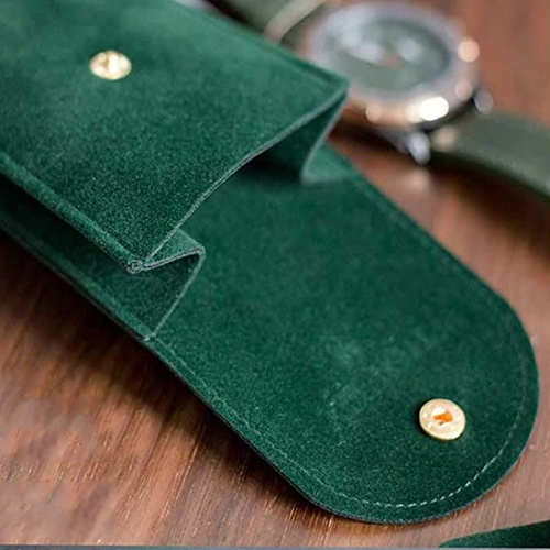 Suede Envelope Flap Velvet watch Bag With Button