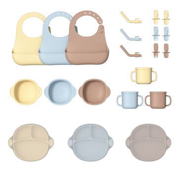 Baby Weaning Set: 5 Pcs Training Dishes, Utensils, and Suction Bowls with Lid
