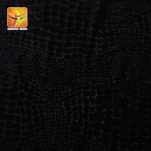 260gsm Knitted Velour Embossed Black Simple Fabric