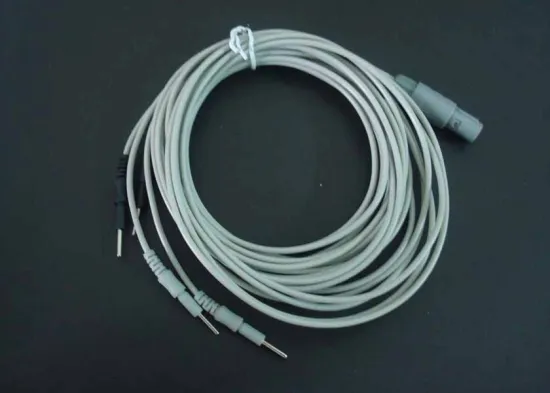 6.35mm Mono Plug Tens Electrodes Wire / Snap Electrodes Ecg Lead Wire, Gray Pvc Tens Lead Wires