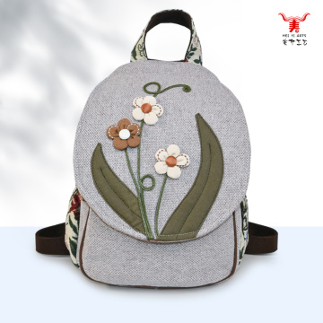 Mochila ligera y portátil hecha a mano de algodón y lino.