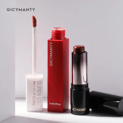 GICYMANT Cosmetics Lip Set: Water Gloss Lipstick & Matte Lip Glaze Combination