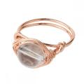 Натуральный камень 10 мм круглые бусинки кольцо с шариковым проволоком с обрученным кольцом ручной работы хрустальные обручальные кольца для женщин