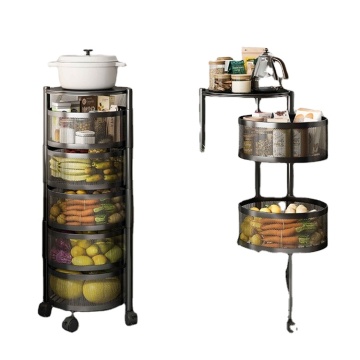 360 Degrees Rotatable Multi-Layer Kitchen and Living Room Trolley Storage Rack with Wheels