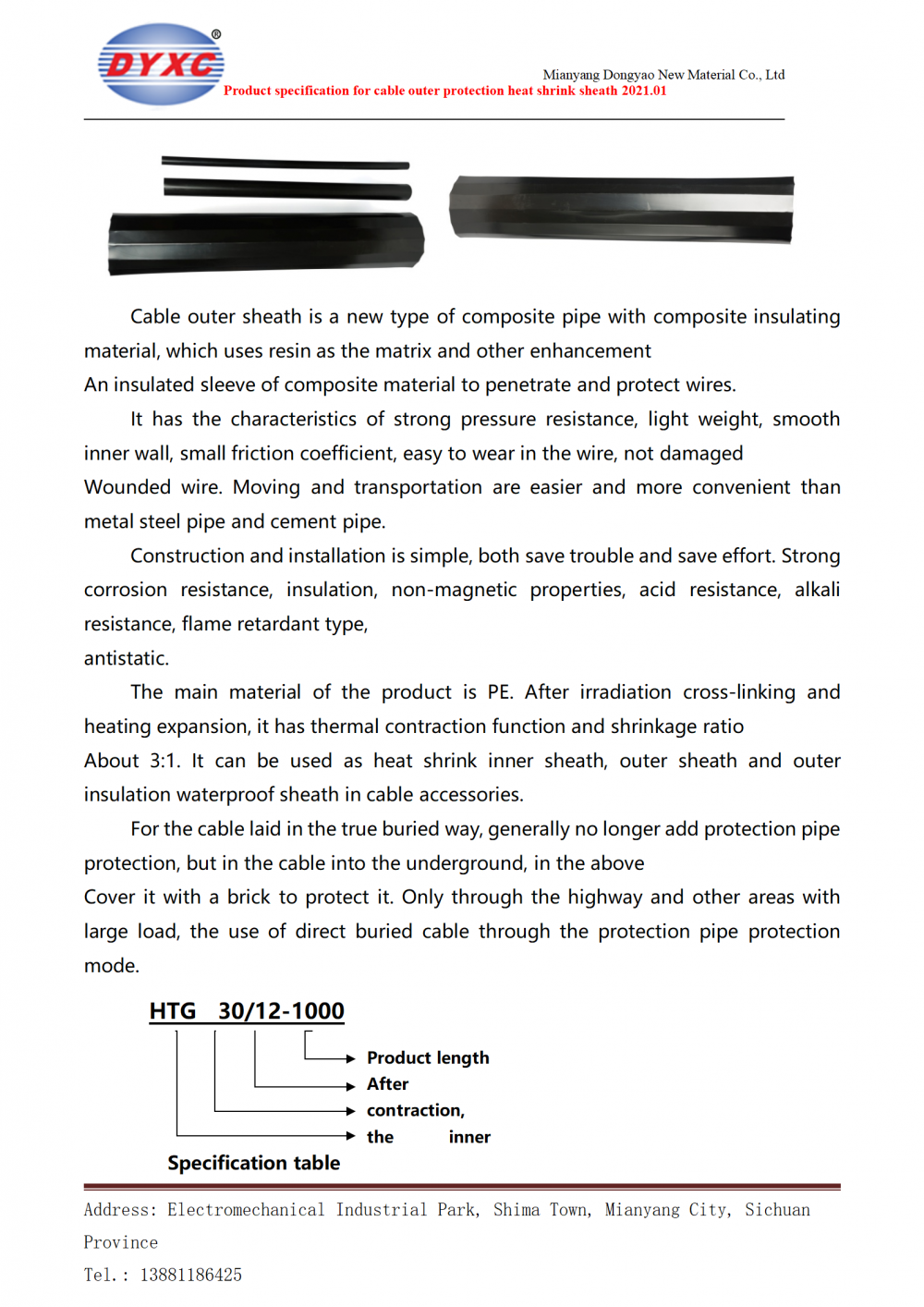 Heat Shrinkable Tubing For Cable Outer Protection Instruction