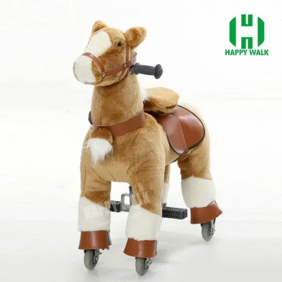 HI EN71Plush brown and white mechanical ride on horse riding toy