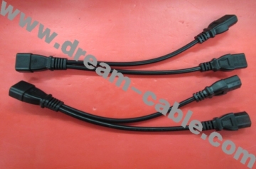 Slim IEC C14 to 2 X C13 Y Type Power Cord