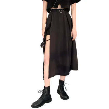 2022 Spring/Summer Joker Theme Irregular Strap Split Mid-length Skirt