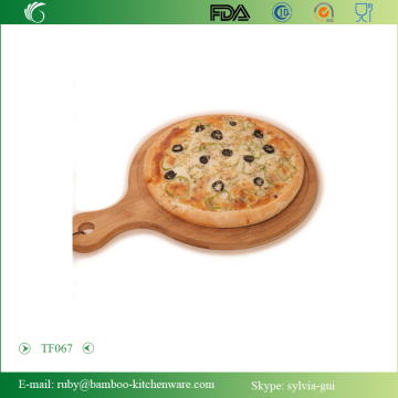 TF067 / 2015 Round Bamboo Wooden Pizza Cutting Board Paddle