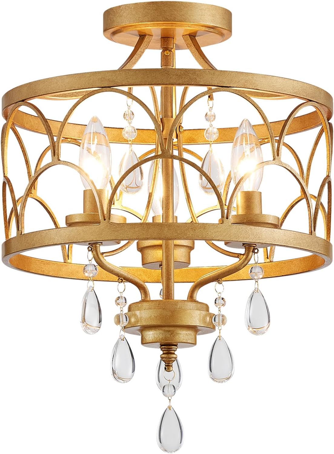 Crystal beads LED bulb vintage ceiling lamp