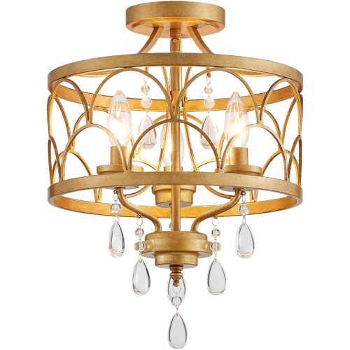 Crystal beads LED bulb vintage ceiling lamp
