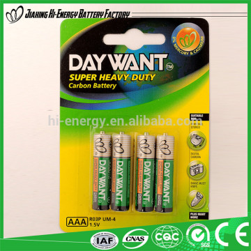 car remote1.5v dry battery R03P pvc battery