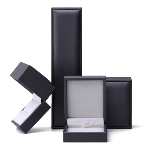 Luxury Black Leather Ring Necklace Velvet Jewelry Box
