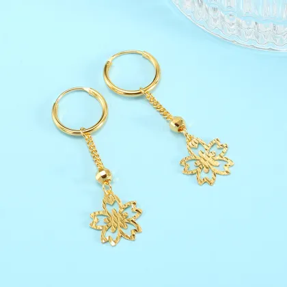 925 Sterling Silver Earrings Long Snowflake Dangle Earrings