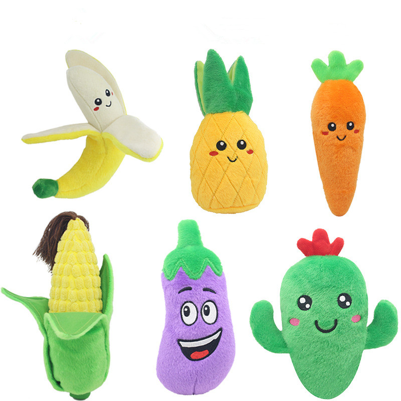 Fruit Vegetable Pet Plush Squeaky snuffling training Toy