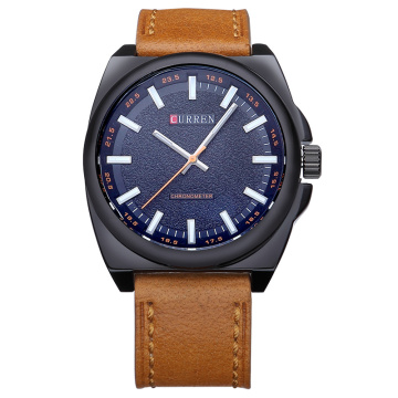 Big Dial Real Leather Quartz Watch men