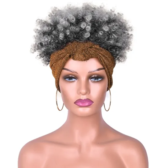 Wholese colorful deep wave blonde headband wigs for black women famale ombre toupee with attached synthetic kinky curly wigs