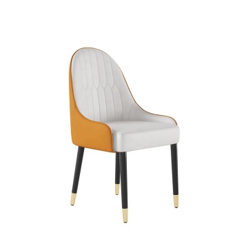 Modern Luxury Italian Design Metal Leg Leather Dining Chairs