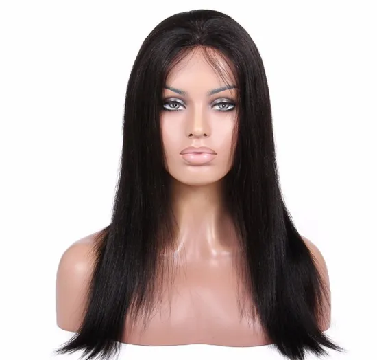 Human Hair Wigs Full Lace Wigs Brazilian Swiss Lace Remy Hair Silky Straight Wave Long ALL Colors Medium Brown Average Size 150%