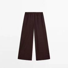 Women's casual, versatile, relaxed, elastic waisted linen straight leg pants