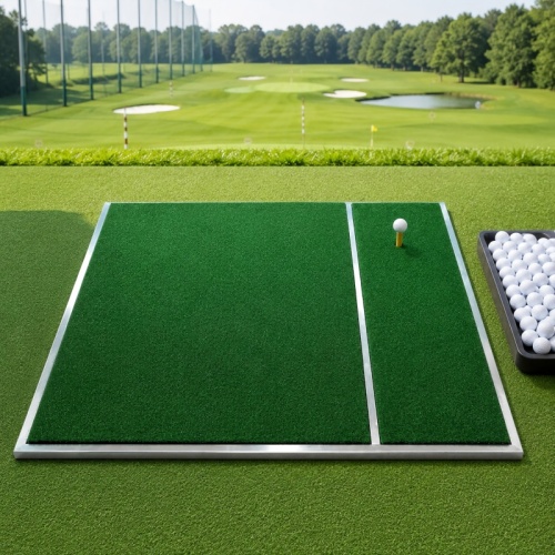 Sistema de tapete de golf comercial con marco de acero inoxidable, césped de nailon de 15 mm y base de EVA amortiguadora de 10 mm