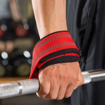 Custom Logo Gymnastic Steel Fitness Weightlifting Bands and Durable Cotton Gym Deadlift Weight Lifting Figure 8 Shape Wrist Straps