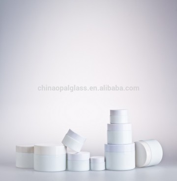 glass jars, cream jars, white glass jars, cosmetic jars