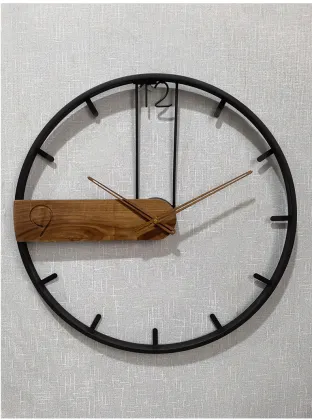 Nordic Metal Silent Quartz Wall Clock: Round Wooden Iron Wall Clock