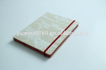 Custom printed round cornered notebook with colored sides and elastci band