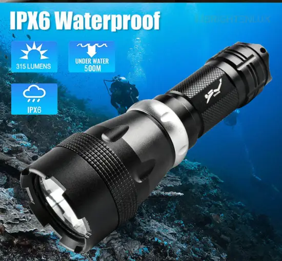 Professional Rechargeable Scuba Diving Flashlight: Super Bright and Powerful Underwater Torch Light