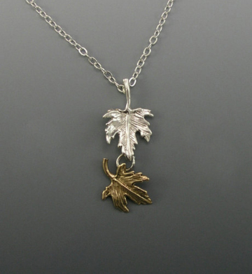 Leaf Pendant Necklace with Silver Plated