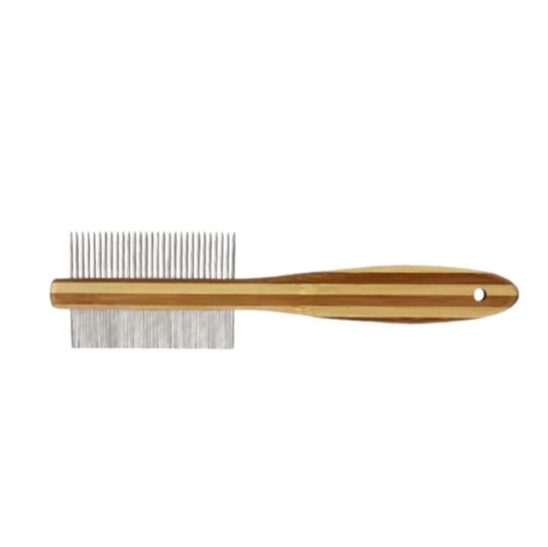 হ্যান্ডেল সহ পোষা ডাবল-সারি চিরুনি