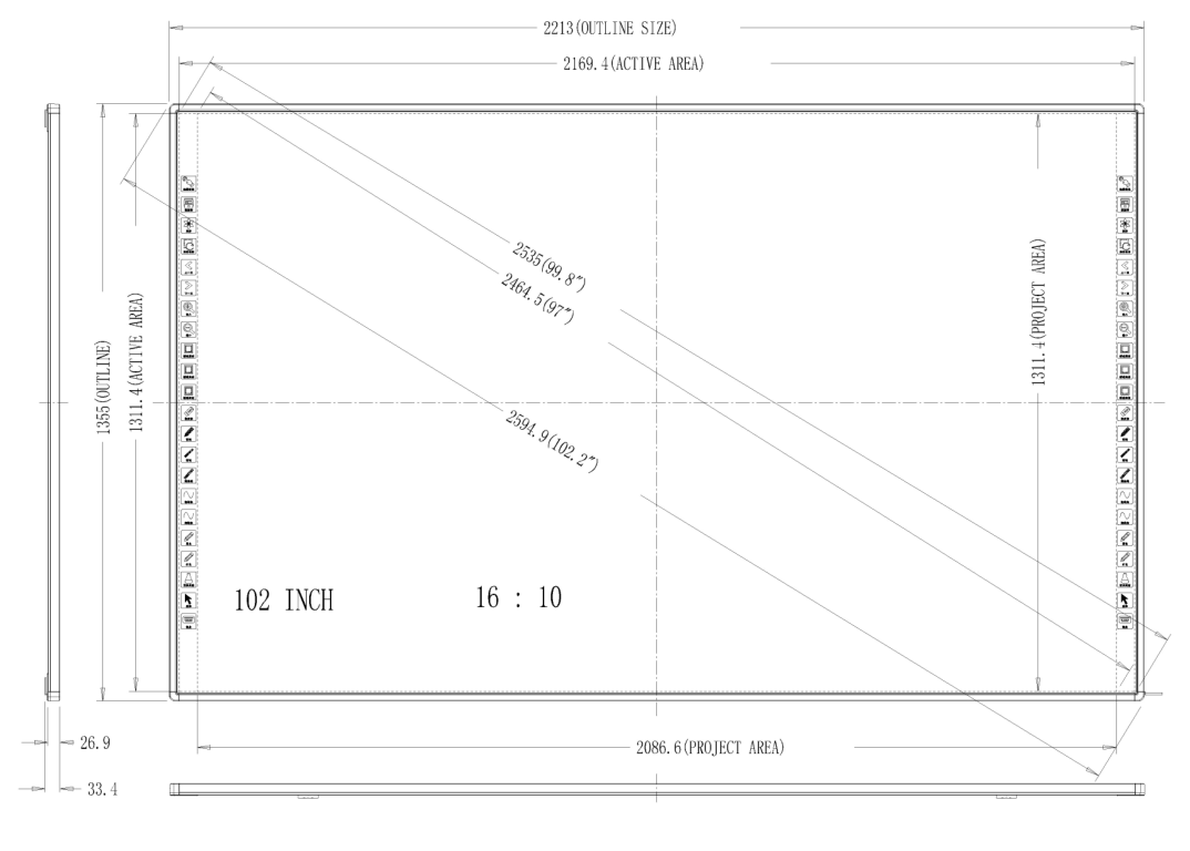 102-inch whiteboard