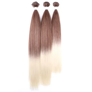 Wholesale Blonde Ombre Long Silky Straight Hair Bundles Weave Weft Synthetic Hair Bundles Extension Hair weaves For Black women