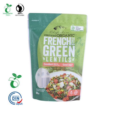 Eco komposterbar økologisk nedbrydelig stand up emballagepose til mad