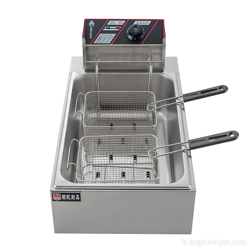 Équipement de cuisine de restauration 12L Single Tank Double Pankets Electric Fryer