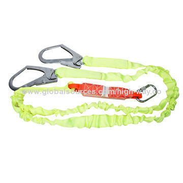 Shock-absorbent lanyard with double big snap hooks