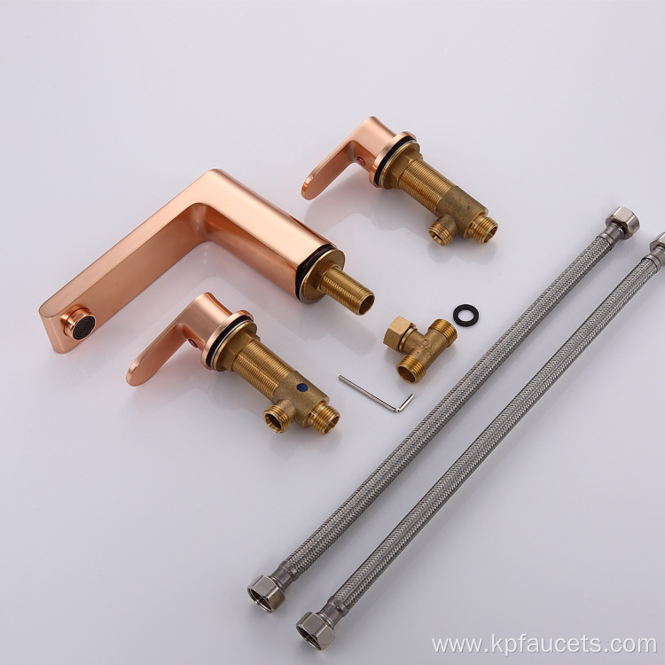 Three Hole Luxury European Bathroom Brass Faucet