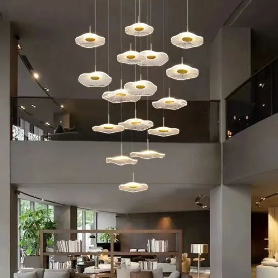 Modern LED Chandelier Acrylic Lotus Leaf Pendant Lamp for Living Room and Dining Area