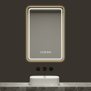 Smart Bathroom Mirror: Frameless Touch Screen Rectangle LED Lighting Anti Fog Wall Bath Mirror