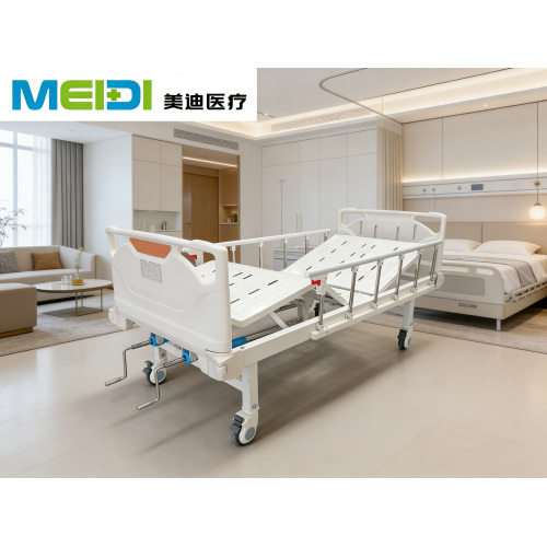 Steel Double Crank Medical Bed, Customizable Head & Foot Board, Brake Casters