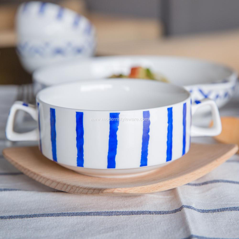 Wholesale Ceramic Soup Bowl with Two Handle