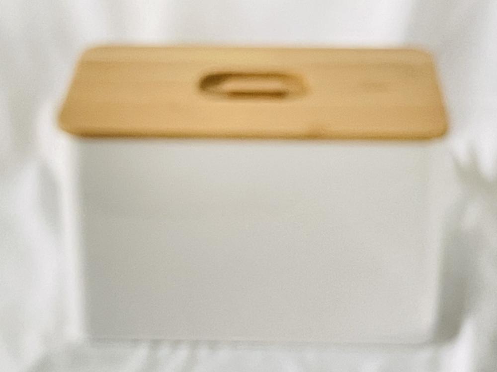 White metal wood lid bread box