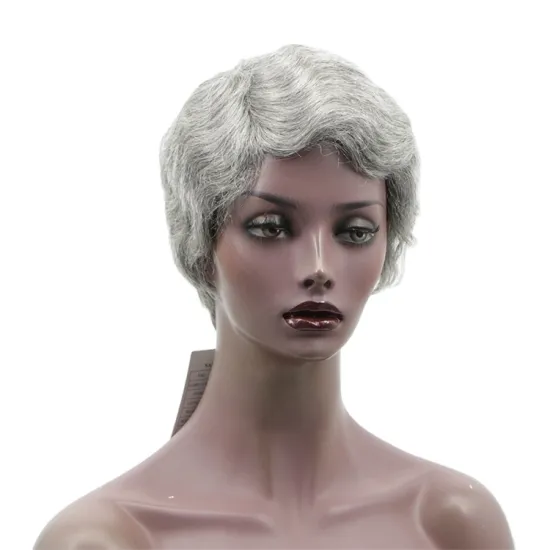 Vigorous Finger Wave Human Hair Short Pixie Cut Grey for Black Women Brazilian Real Wigs Wholesale Price