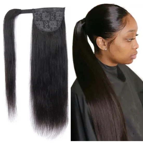 Best Selling Unprocessed Wholesale Virgin Cuticle Aligned Hair Extensions 100% Brazilian Human Hair Wrap Around Ponytail
