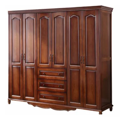 American Style Solid Wood Wood Grain Wardrobe