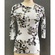 Fashion women's 3/4 printing sleeve blouse