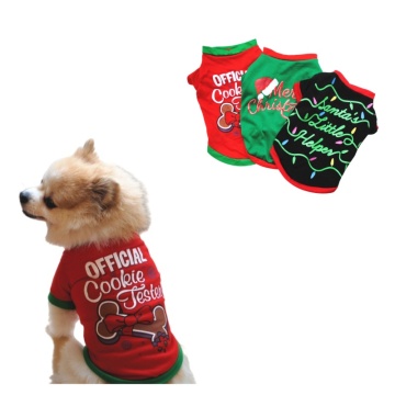 Sustainable Christmas Cotton Pet Shirt for Dogs - Hot Selling Winter Apparel with Cartoon Print