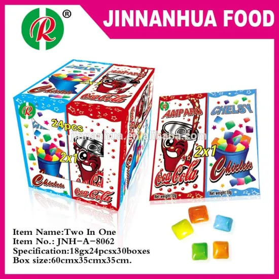 two in one chewing gum and cola hard candy