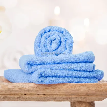 Custom Logo Luxury Bamboo Fiber Bath Towel - Small Baby Sky Blue